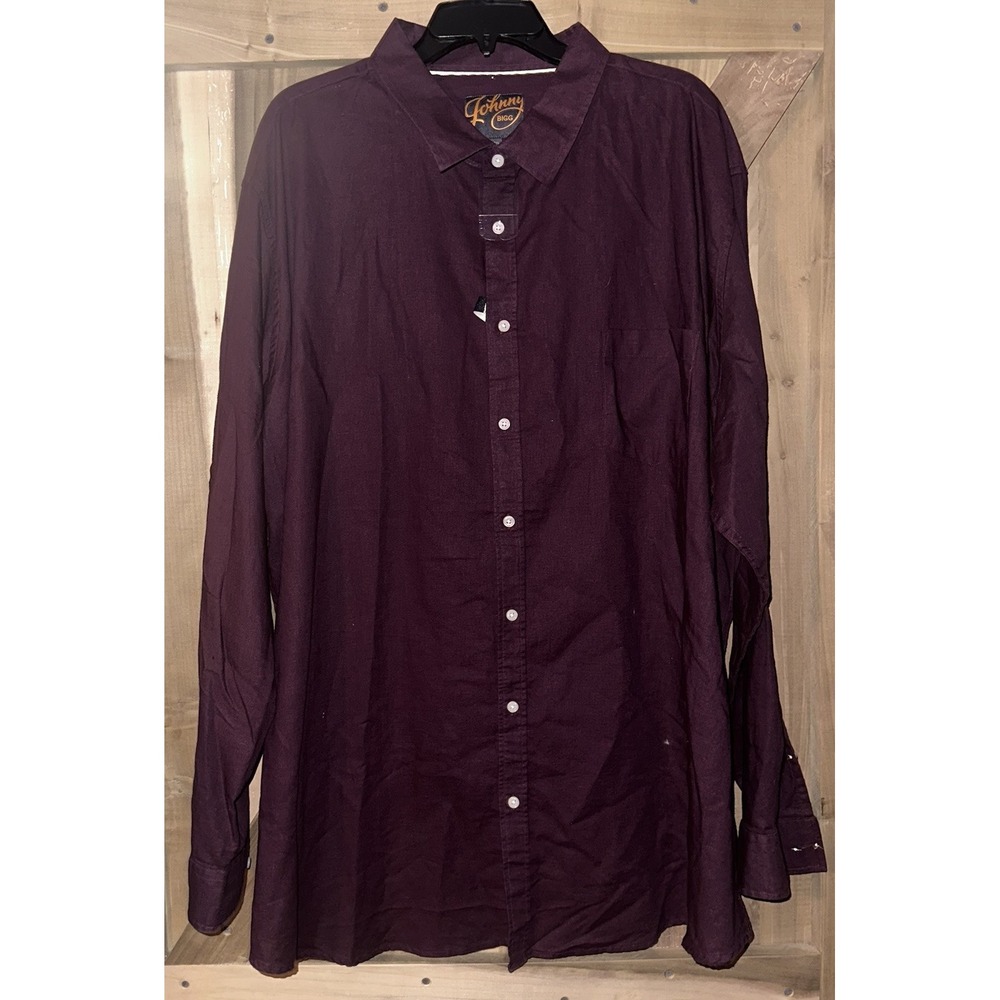 Johnny Bigg‎ Shirt Mens 5XL Shirt Long Sleeve Button Down Collar Dressy Burgandy